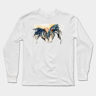 Wild Horses Watercolor Painting Long Sleeve T-Shirt